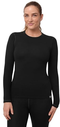 DANISH ENDURANCE Merinowolle Langarm Shirt Damen, Premium Thermo-Unterwäsche, Skiunterwäsche, Temperaturregulierendes Funktionsshirt, für Damen, Schwarz, M