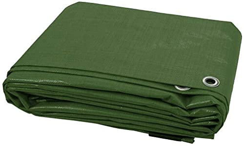 2 x 2 m Green Tarpaulin Waterproof Heavy Duty Tarp Sheet Cover, Groundsheet - Waterproof, Weatherproof, Frost-Resistant, UV Protection, Universal, Multipurpose, Reinforced Eyelets