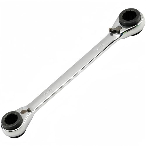 Unifizz Chrome Vanadium Steel 4 in 1 Double-headed Two-way Ratchet Spanner 16x17-18x19mm Double Box End Ratcheting Wrench Reversible Ring Ratchet Wrench, silver 1pcs