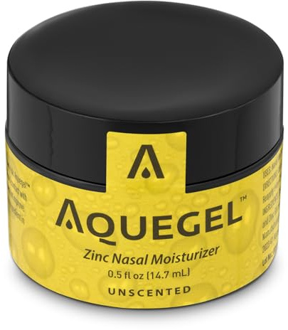 Aquegel Nasal Moisturizer + Zinc, 12-Hour Nasal Moisture Relief, Water Based Nose Gel, Nasal Moisturizer for Oxygen Therapy, Dry Nose, Nasal Dryness, Nosebleeds, Cannula, Cold Symptom Relief