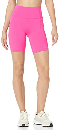 Amazon Essentials Short de vélo Active Sculpt taille haute avec poches pour femme Rose fluo, taille L