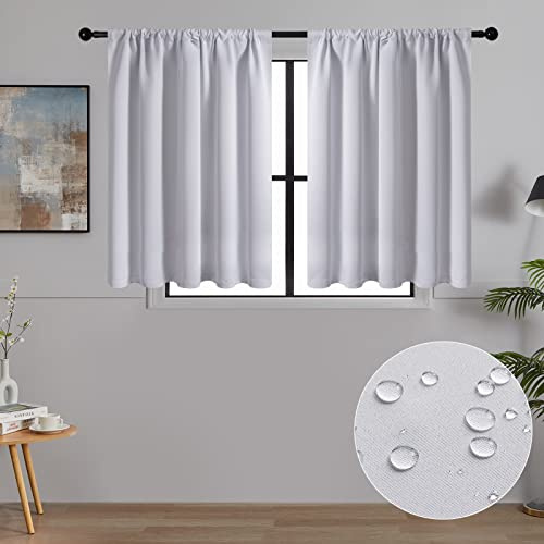 MRTREES Gardiner, korta mörkläggningsgardiner, gardin, ogenomskinliga köksgardiner, set om 2, fönstergardin, dekorativ gardin för vardagsrum, sovrum, 60 x 90 cm (H x B), off white gardiner