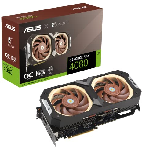 ASUS NVIDIA GeForce RTX 4080 Noctua OC Edition – Carte graphique gaming (16GB GDDR6X, PCIe 4.0, DLSS 3, HDMI 2.1a, Display Port 1.4a, ventilateurs Noctua NF-A12x25 PWM, chambre à vapeur)