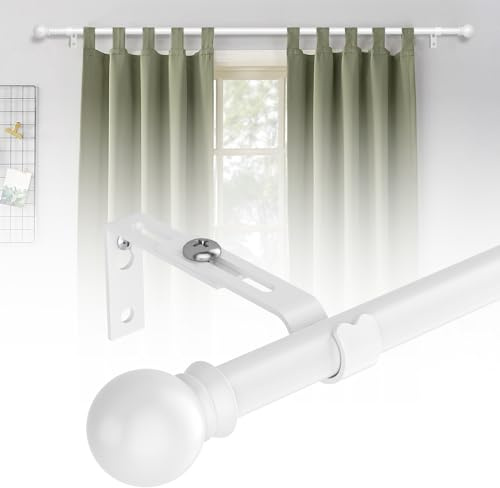 Barra de cortina inoxidable 16 mm, soportes ajustables, 71-157 cm, accesorios redondos para dormitorio, salón, cocina, blanco mate