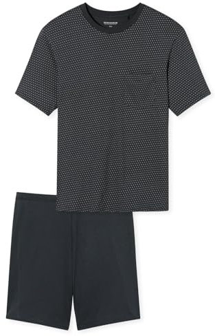 Schiesser Herren Schlafanzug kurz Rundhals - Nightwear Set, Kohle_181155, 48
