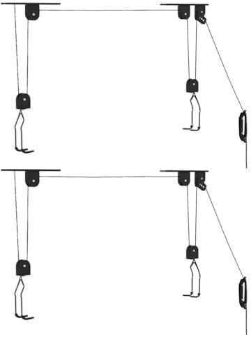 vidaXL Fahrradlifts 2 Stk., Fahrradlift Deckenmontage mit Sicherheitsbremse Nylonseilen, Deckenlift für Keller Garagen, Fahrradaufzug Fahrradhalter, 20kg Stahl
