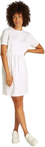 Tommy Hilfiger Donna Abito a T-Shirt con Cintura in Vita, Bianco (Ecru), M