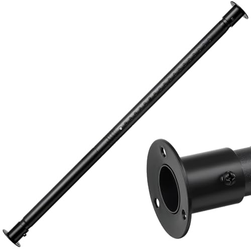 Asta Appendiabiti per Armadio, 43-139cm Bastone Appendiabiti Estensibile con Base Rotonda in Acciaio Inossidabile Regolabile per Armadio Guardaroba per Camera da Letto/Nero Opaco