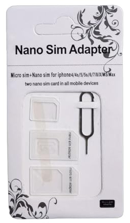 SIM Card Adapter, 4-in-1 SIM Converter Kit Nano/Micro/Standard with Tray Eject Pin - 1 Pack,White