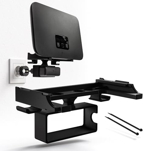 Wandhalterung Steckdosenhalterung passend für Telekom Speedport Smart 4 | 4 Plus | 4R Router | WLAN Halterung mit Kabelmanagement | Dualband Routerhalterung | Einfache Installation ohne Bohren