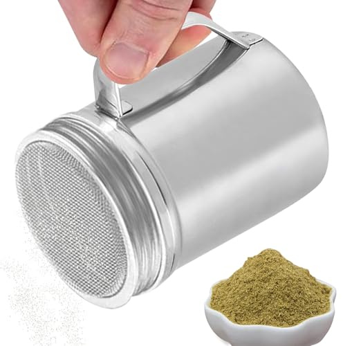 Yidueace Pudersocker ströare rostfritt stål | Med dammsäkert lock salt peppar ströare, förvaringsbehållare med handtag för bakning camping resor bordsföljeslagare för kaffe socker mjöl