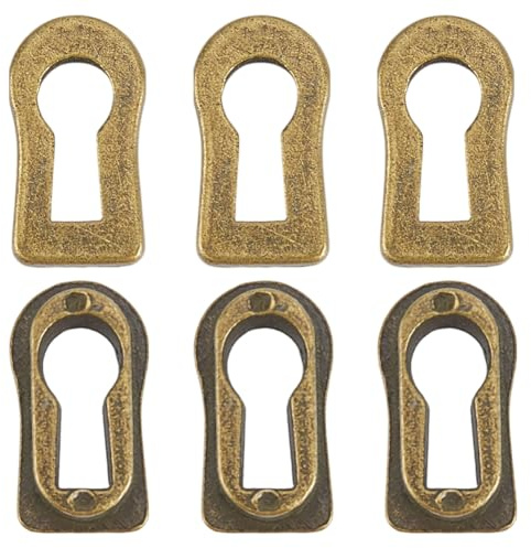 CREATCABIN 6 pieza de Embellecedor de Cerradura de Aleación de Zinc Tono Bronce Antiguo Placa Decorativa para Cerradura de Tocador Decoración de Cerradura de Muebles Herrajes para Puertas de 20.5x11mm