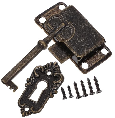 VALICLUD Serrure Métallique Vintage pour Armoire et Tiroir Kit de Verrouillage Ancien en Alliage avec Clé Verrou de Bureau Style Classique Installation Facile Protection Sécurisée