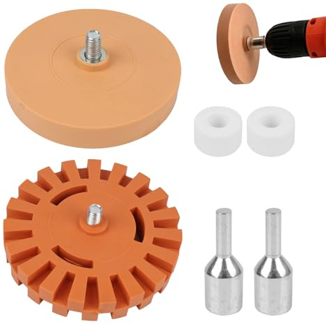 2 Piezas Disco de Goma Borrador, Eliminador de Láminas, Accesorio para Destornillador con Medidas de 100 mm Y 88 mm, para Eliminar Pegatinas Y Láminas En Coches Y Superficies Varias