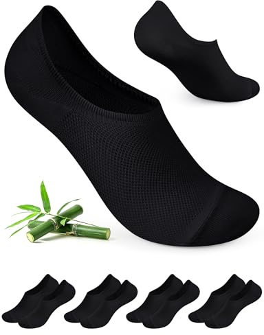 Kiiwah Chaussettes Invisibles Sport en Bambou Homme Femme 4 Paires 39-44, Socquettes Courte Anti-Odeur Antidérapantes pour Loafers Mocassins Baskets