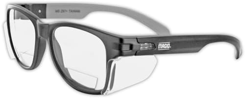 MAGID Y50BKAFC20 Ikonic Y50 Design Series skyddsglasögon med sidoskyltar | ANSI Z87+ prestanda, rep- och dimtålig, bekväm och elegant, tygfodral ingår, 2,0 Bifocal objektiv (1 par)