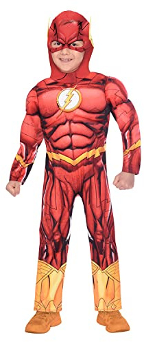 (PKT) (9906078) Classic Child Kids Warner Bros The Flash Fancy Dress Costume (4-6 Years)