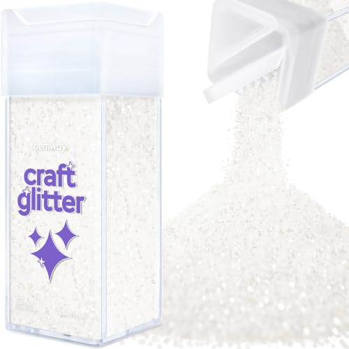 Hemway Craft Glitter Shaker White Iridescent 130g Chunky | for Resin & Epoxy Crafts, Christmas Art Supplies, Nail, Body, Face, Eye, Festival, Crafting, Slime, Sparkle