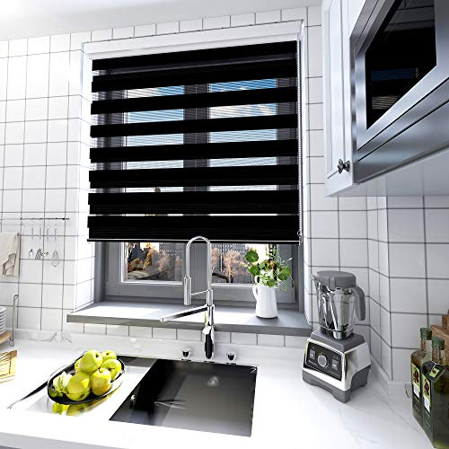 interGo Doppelrollo Klemmfix Ohne Bohren, B60cm x H150cm Duo Rollo mit Aluminium Kassette, Seitenzugrollo Easyfix für Fenster & Türen - Anthrazit