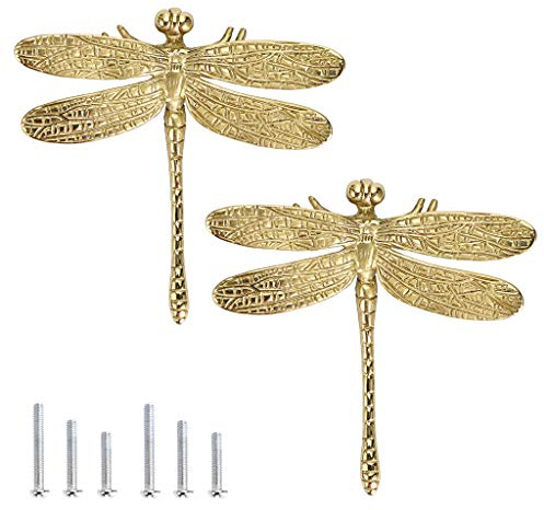 BSTKEY 2 st förvaringslådor i mässing, knappar, dra handtag med skruvar, Dragonfly