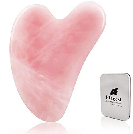 Flagest Gua Sha Gesichtsbehandlung mit Rosenquarz Herzform Guasha Board JKratz-Massage Tool Anti-Falten Werkzeug für Gesichts-Scraping - Heart Shape Jade Trigger Point Treatment on Face