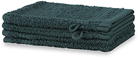 Merana Rome Waschlappen Set | saugstark, weich und fusselfrei | Frottier Waschhandschuhe in Luxus Qualität aus Schwerer Baumwolle 590 GSM (Jungle Green, 4 x Waschhandschuh (15x20cm))