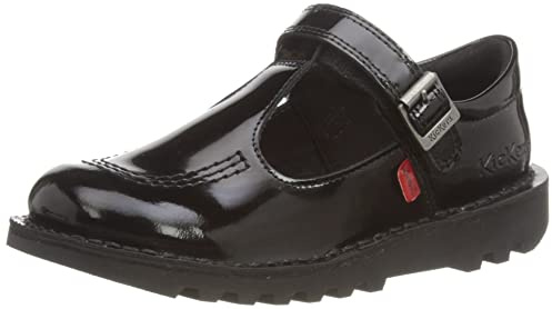 Kickers Kick T Vel School Shoe, Zapatos para Uniformes de Escuela, Negro (Patent Black), 34 EU