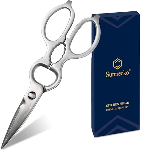 Sunnecko Heavy Duty Kitchen Scissors - Stainless Steel Kitchen Shears, Ultra Sharp Micro Serrated Poultry Shears, Cooking Scissors for Meat, Dishwasher Safe