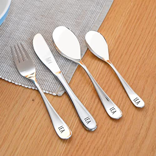 Zwilling Kinderbesteck mit Namens-Gravur, 4-teilig – personalisiertes Kinder Besteck-Set aus 18/10 Edelstahl, Gabel Messer Löffel, spülmaschinengeeignet, Geschenkidee zur Taufe & Kindergeburtstag