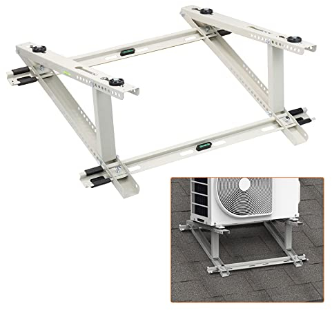 GCGOODS Air Conditioner Rooftop Mount Bracket for Ductless Mini Split Heat Pump Air Conditioner Unit, Adjustable Angle Design for Stability and Level, Universal for Condenser Units 9000-24000 BTU