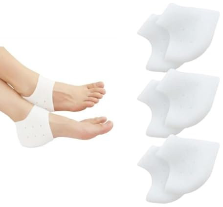 6 Stück Silikon-Fersenschoner mit Fersenpolster für Fersensporn, Plantarfasziitis und Fersenschmerzen