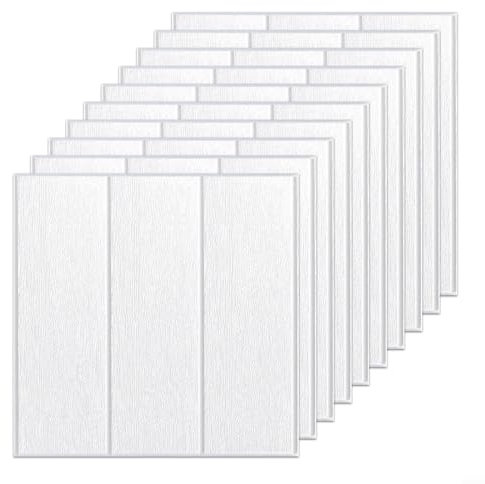 20 paneles de pared 3D de 35 x 35 cm, adhesivo de pared de ladrillo 3D, autoadhesivo, impermeable, panel de espuma de polietileno para dormitorio, cocina, sala de estar, baño, hogar (A)