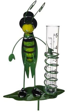 Goldbach Gartenstecker mit Regenmesser Grashüpfer 90 cm aus Metall mit Glas Garten Deko