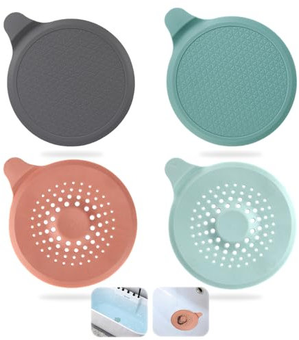 NVGVUP 4 tapones de desagüe de silicona universales con ventosa, tapones de desagüe con ventosa para baño, bañera, cocina, lavabo
