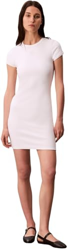 Calvin Klein Vestido Camisero Corta Mujer Mini con Cuello Redondo
