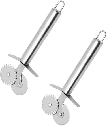OAOSDH Cortador De Masa De Doble Rueda De 2 Piezas, Cortador De Acero Inoxidable Multifunción, Cuchillo De Rodillo De Pizza De Pan, Dispositivo para Hornear De Cocina.