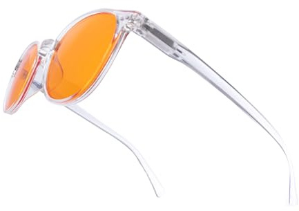 OKH Casual Blue Light Blocking Gaming Glasses Professional Blue Light Filter Retro Round Computer Gamer Glasses Anti-Fatigue Anti Glare UV & Eyestrain (Transparent)