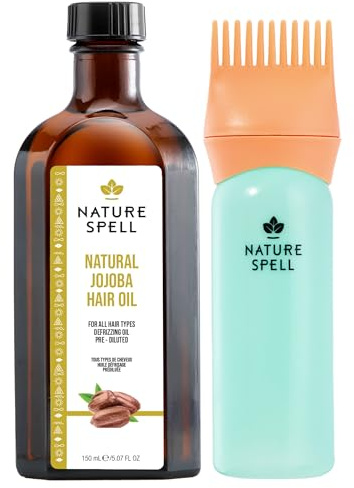 Nature Spell Jojoba Oil for Hair with Comb Applicator, Vegan, 150ml