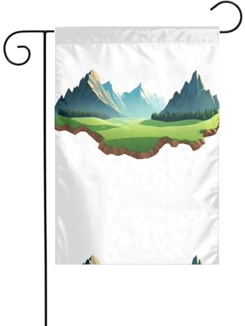 WHJSHOP Banderas de jardín con patrón de esquina de montaña de 12 x 18 pulgadas para decoración de patio con 3 cm de ancho de posición de poste (solo bandera, no incluye mástil)