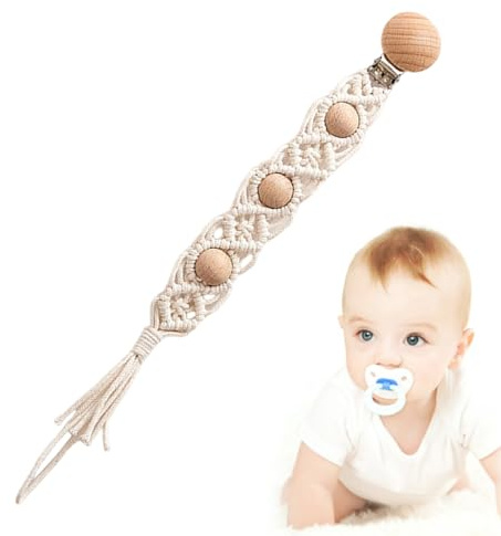 Paci Clips - Pinzas bohemias hechas a mano, flexibles para niños, niñas, cuerda de algodón, para niños y botellas de leche