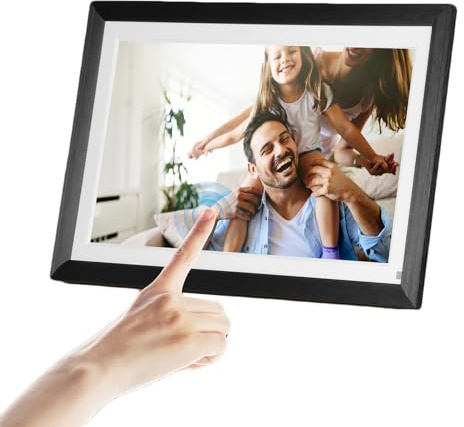 15,6 tum digital bildram, 32 GB elektronisk fotoram med 1 920 x 1 080 IPS-pekskärm, stöder externt SD-kort och USB-port, ta emot foton direkt, för födelsedag, ceremoni, present