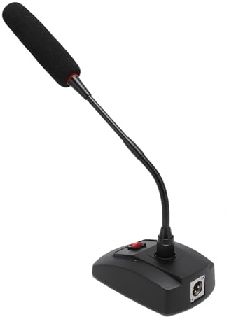 Annadue Microfono Professionale da Tavolo a Collo di Cigno, Microfono a Condensatore XLR Regolabile a 360° per Riunioni, Conferenze, Streaming Video, Conferenze, con Base, Interruttore On/off, Cavi