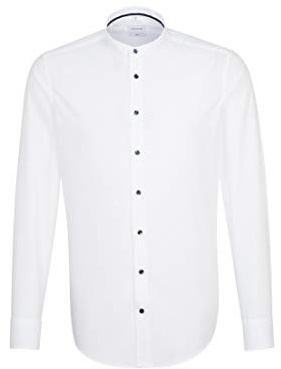 Seidensticker Chemise d'affaires Slim à Manches Longues avec col Montant sans Repassage, Blanc (1), 43