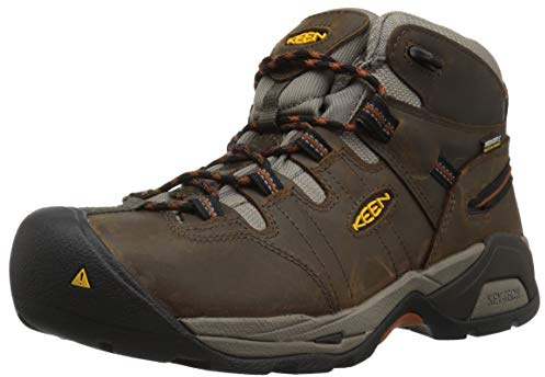 KEEN Utility Men's Detroit XT Mid Soft Toe Waterproof Work Boot, Black Olive/Leather Brown, 16 Wide US