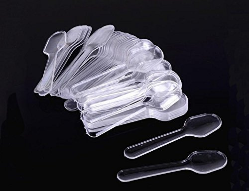 1Pack (500pcs) Disposable Clear Plastic Mini Spoon Best for Jelly/Pudding/Yogurt/Ice Cream/Desert/Cake/Appetizer