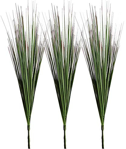 Aisamco 3 Stück Künstliche Pflanzen Zwiebel Gras Grün Gefälschte künstliche Sträucher Pflanzenblumen Weizengras Gefälschte Blätter Sträucher 64 cm groß für Hochzeit Gartendekoration