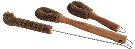 NineLives Küchenbürsten 3er-Set aus Naturfaser I ökologische, vegane Flaschenbürste, Spülbürste und Gemüsebürste aus Kokosfaser