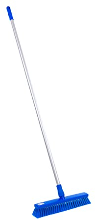 BawiTec Spezial Hygiene Besen Hygienebesen 40cm Breit mit Aluminiumstiel 145cm HACCP Blaue Borsten Kehrbesen Lebensmittel Industrie Profibesen Lebensmittelbesen Spezialbesen