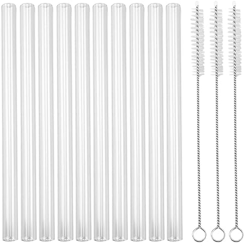 Pajitas de Cristal Largas y Cortas - 10 Unidades de 15 cm - Aptas para Lavavajillas