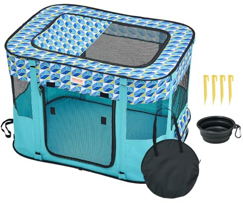 VEVOR Parc pour Chien Portable 812x609x558 mm Enclos Chat Chiot Pliable Tissu Oxford 600D Imperméable Fermeture Éclair pour Intérieur, Extérieur, Voyage, Camping, Activité Plein Air (Rectangulaire, S)